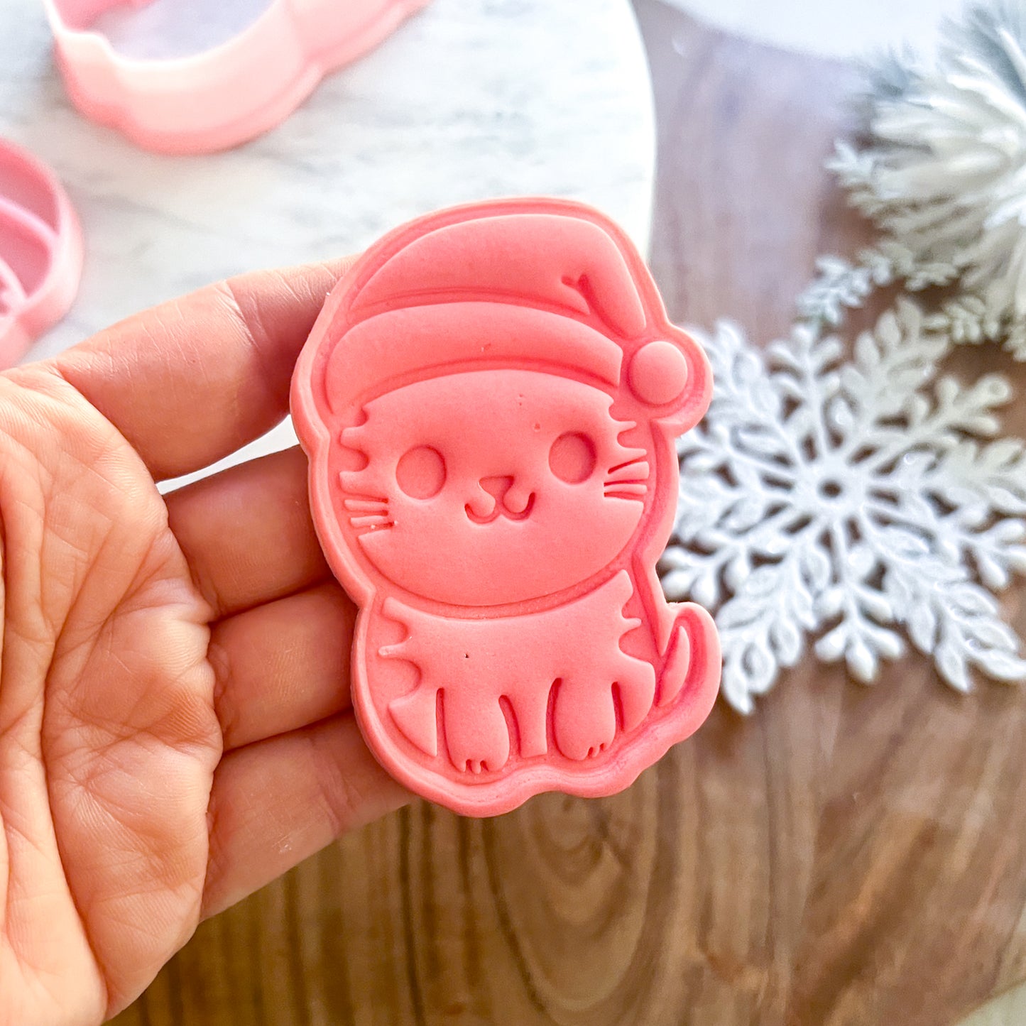 "Christmas Kitty" Cookie Cutter & Stamp