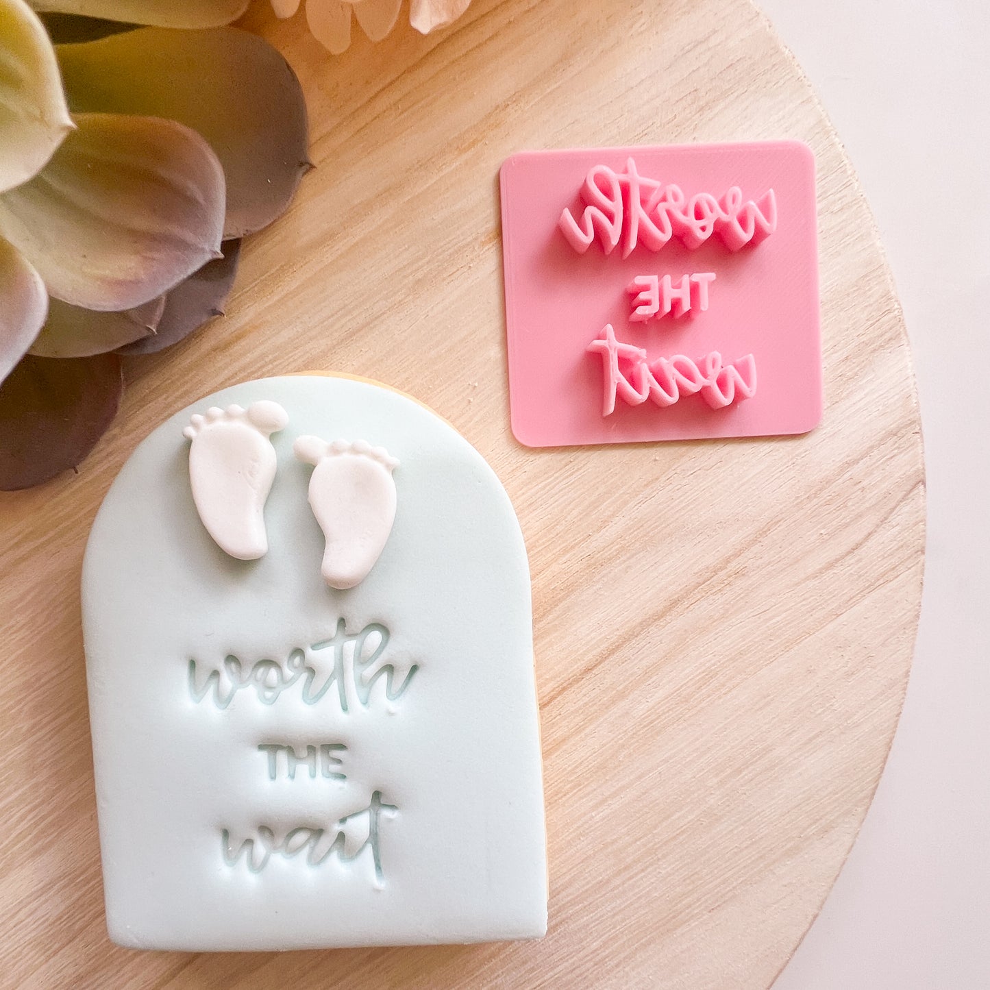 "Worth the wait!" - Deboss Stamp