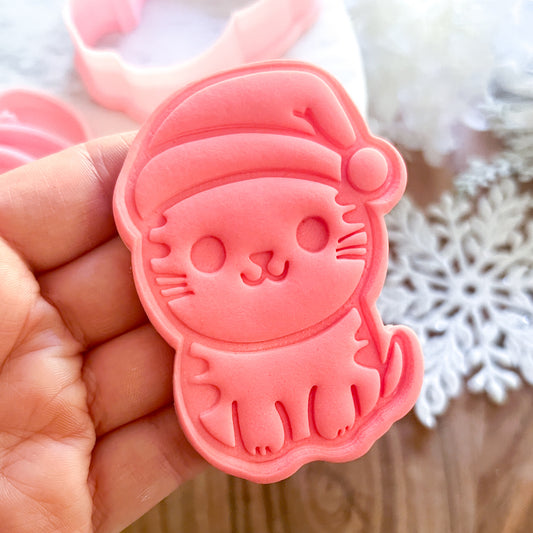 "Christmas Kitty" Cookie Cutter & Stamp