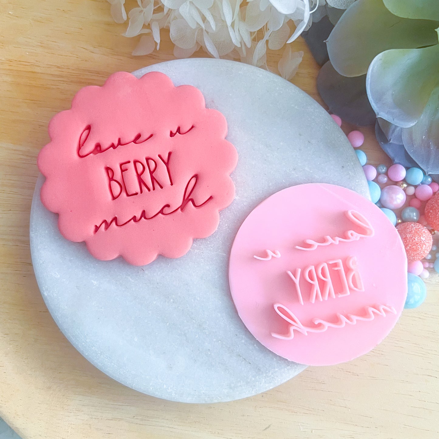 "Love You Berry Much" Fondant Stamp
