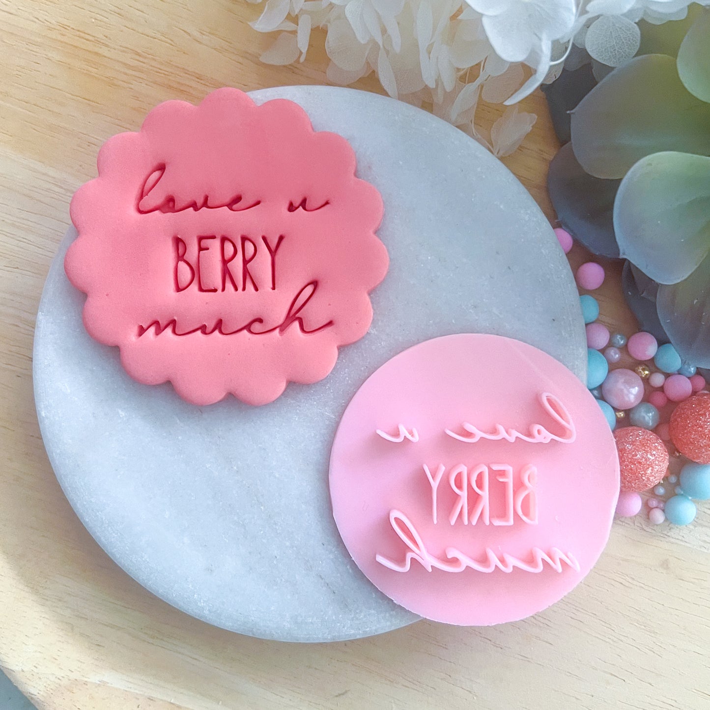 "Love You Berry Much" Fondant Stamp