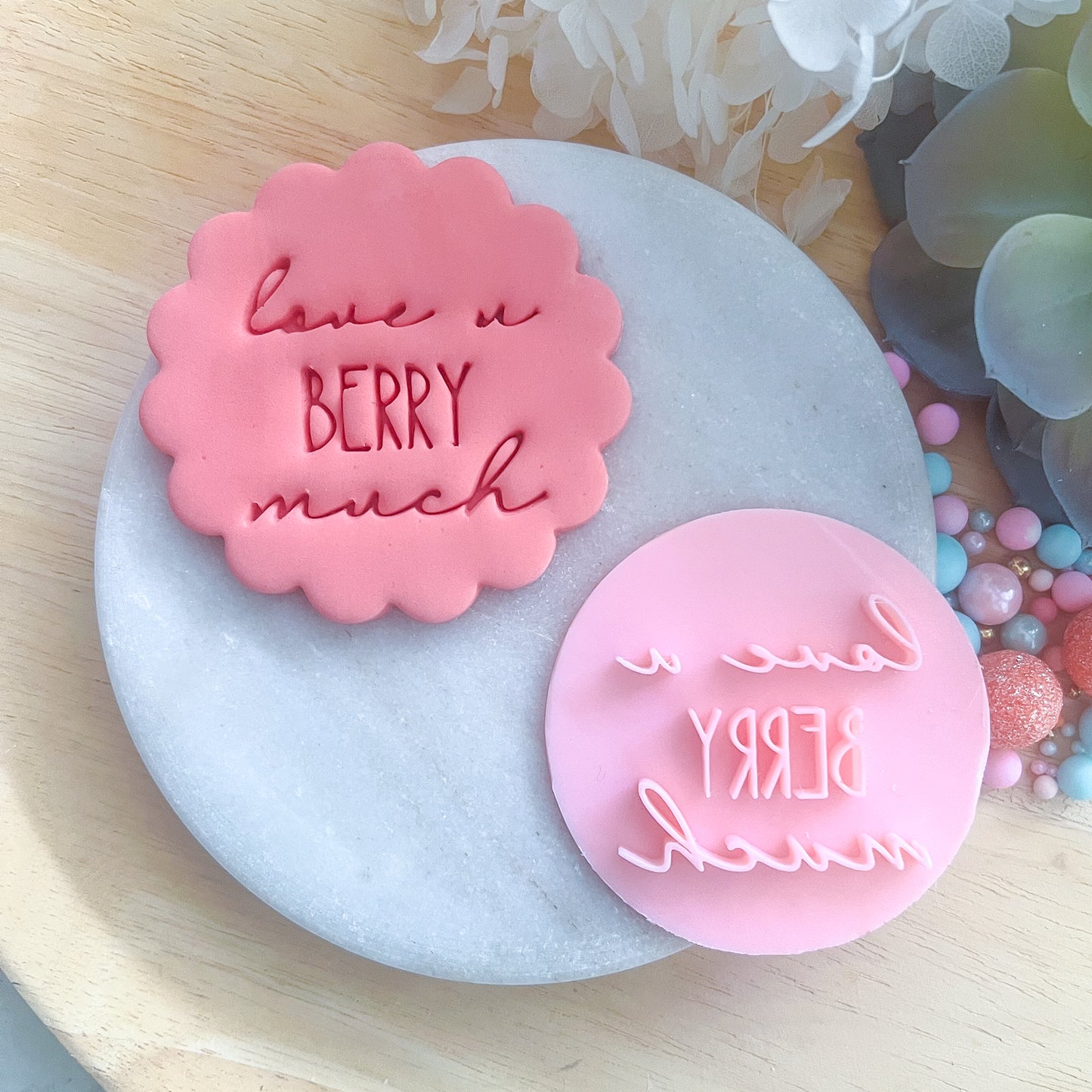 "Love You Berry Much" Fondant Stamp