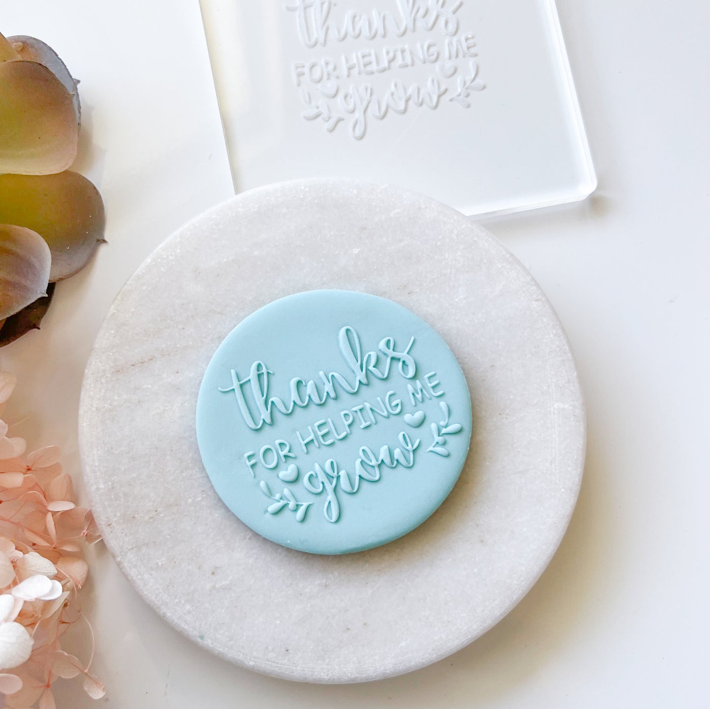 "Thanks for helping me grow" Embossing Stamp