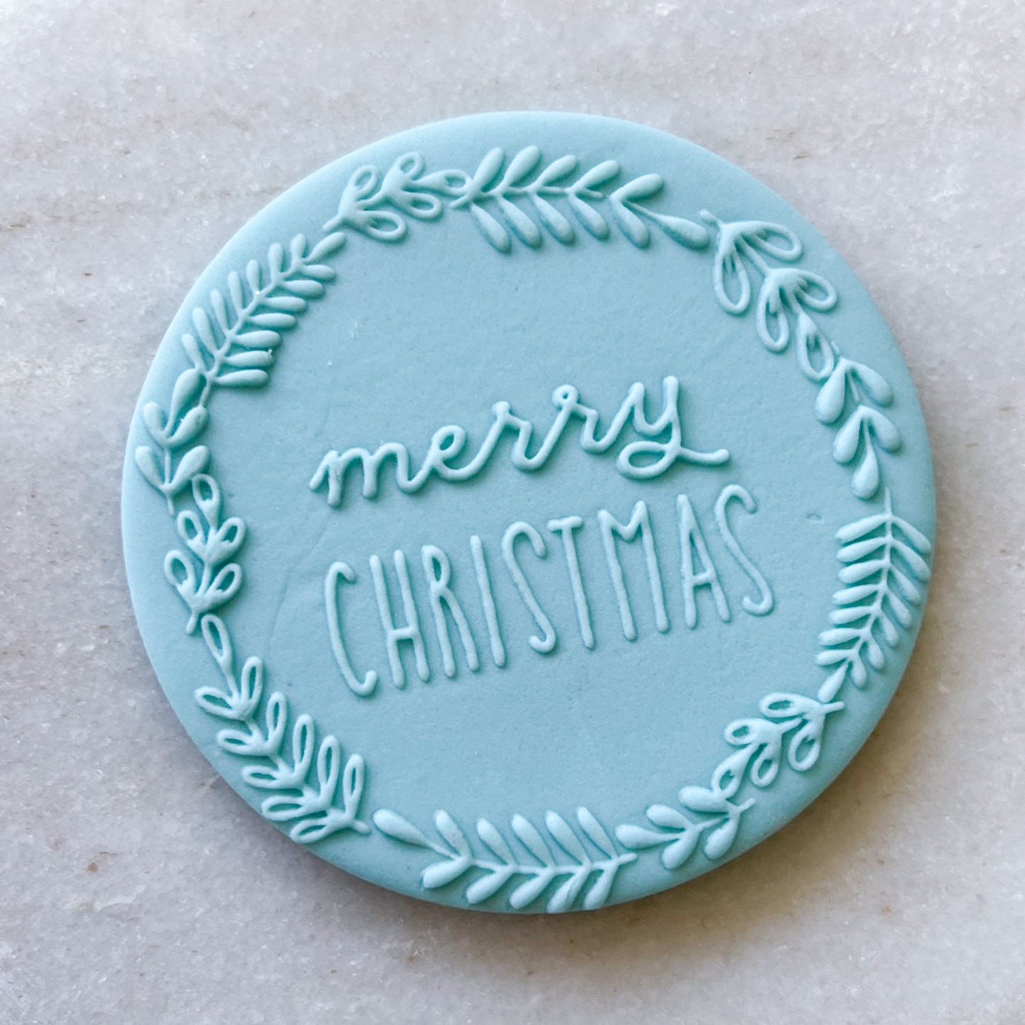 "Merry Christmas in wreath"  Embossing Stamp