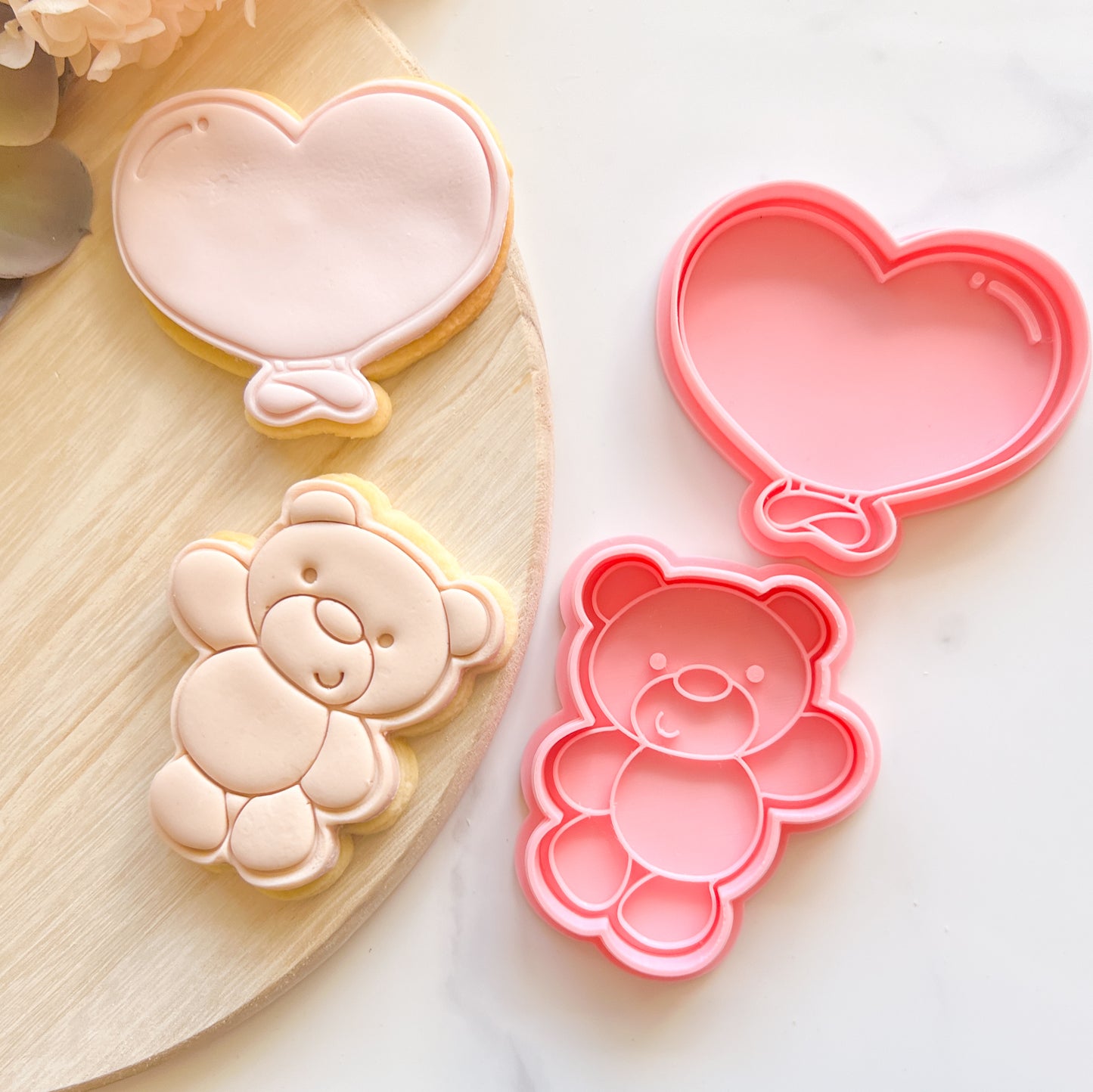 "Bear with Heart Balloon Set" - Cookie Cutter & Stamp (4pc)