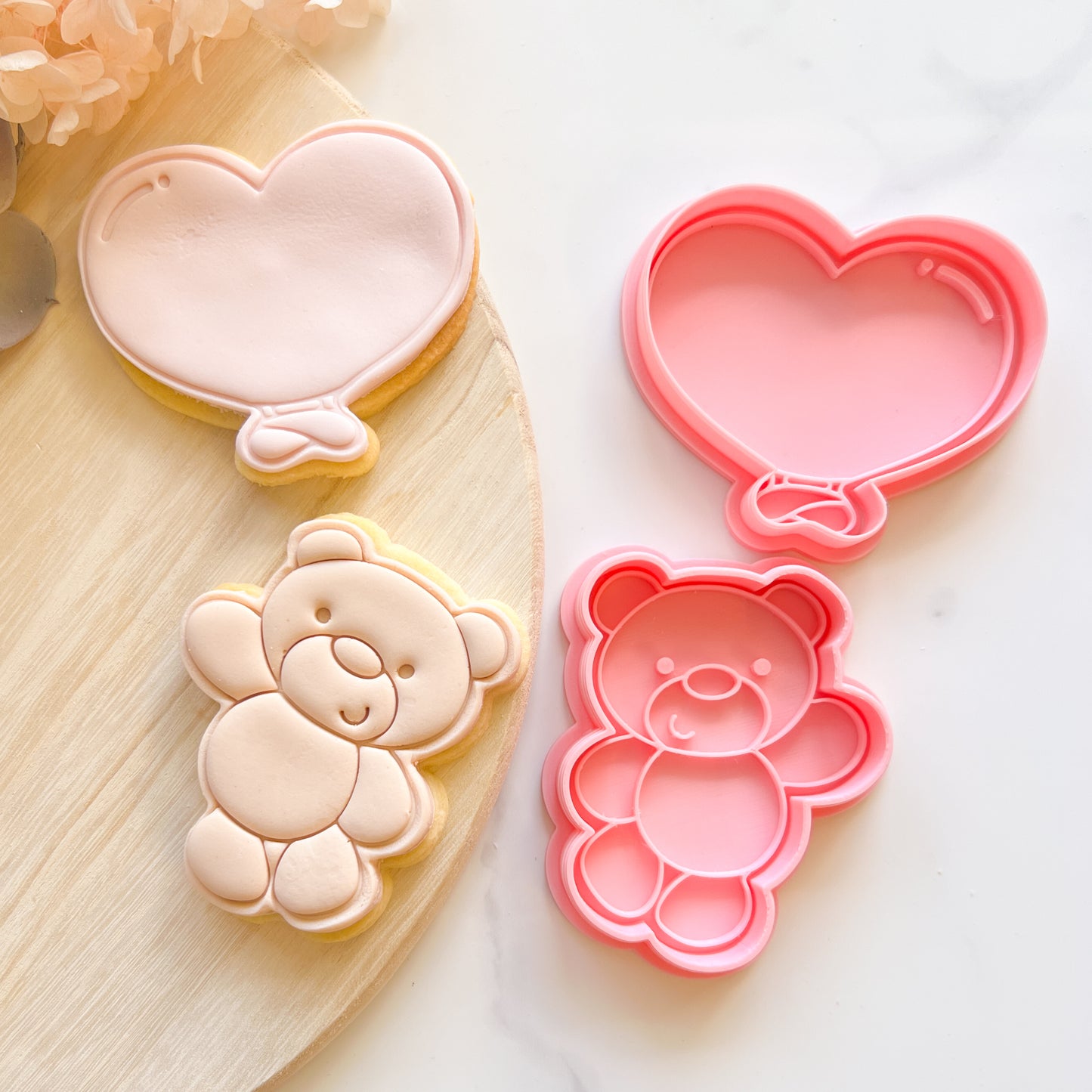 "Bear with Heart Balloon Set" - Cookie Cutter & Stamp (4pc)