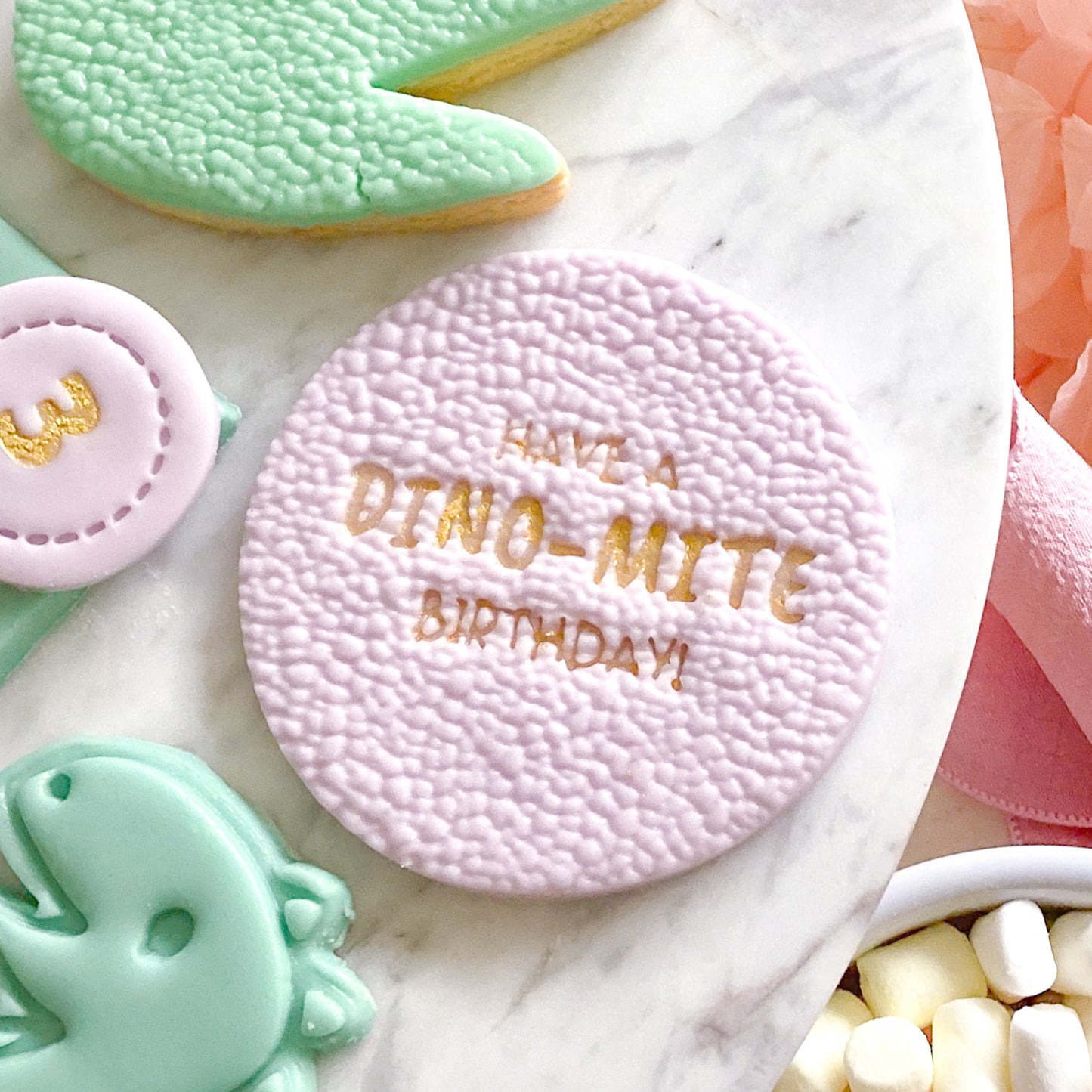 "Dino-Mite Birthday" - Fondant Stamp