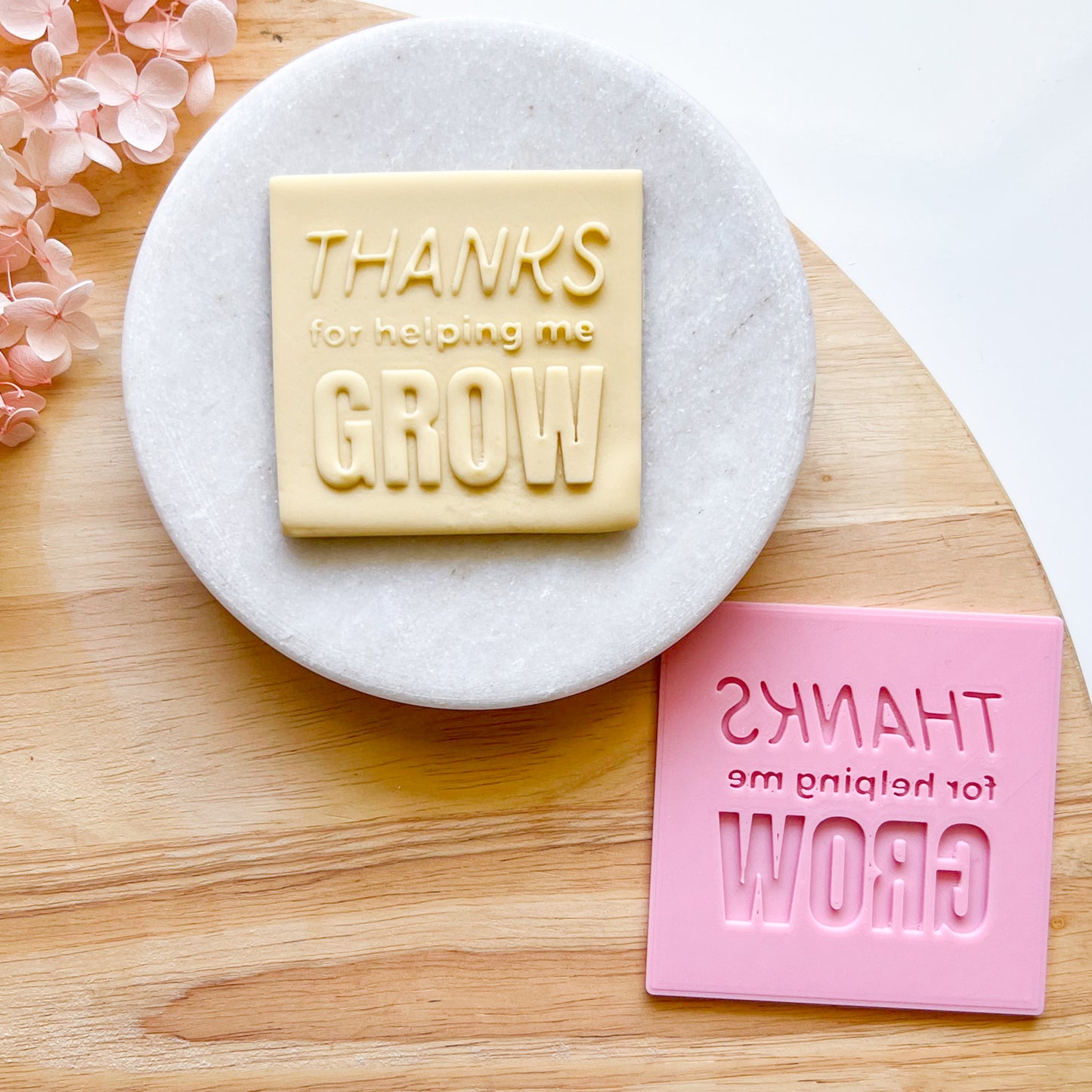 "Thanks For Helping Me Grow" - Embossing Stamp