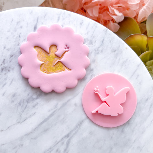 "Fairy Sitting" Fondant Stamp