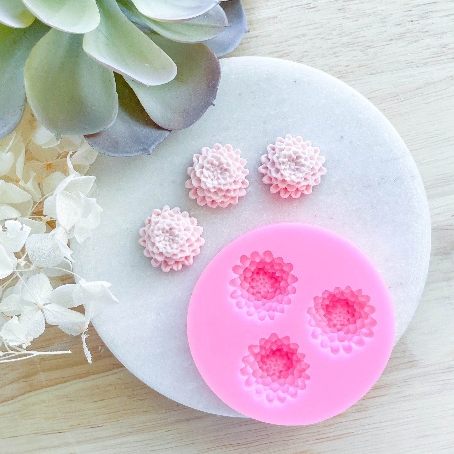 "Button Pom Flower" Silicone Mould