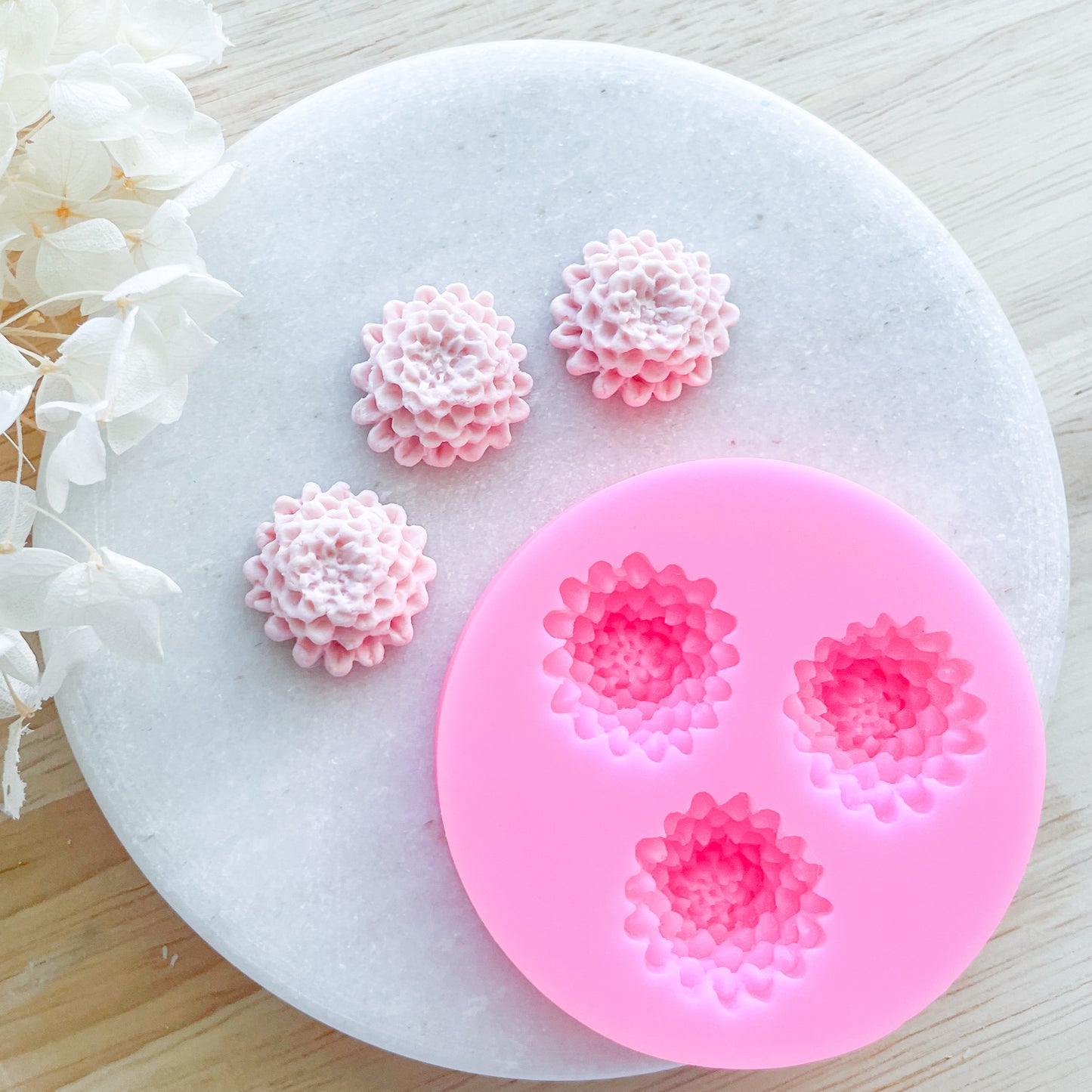 "Button Pom Flower" Silicone Mould