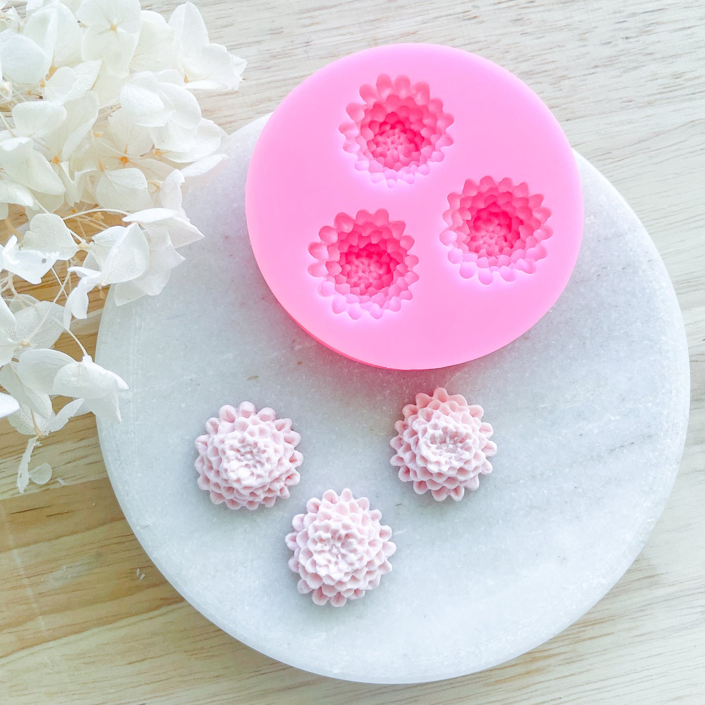 "Button Pom Flower" Silicone Mould