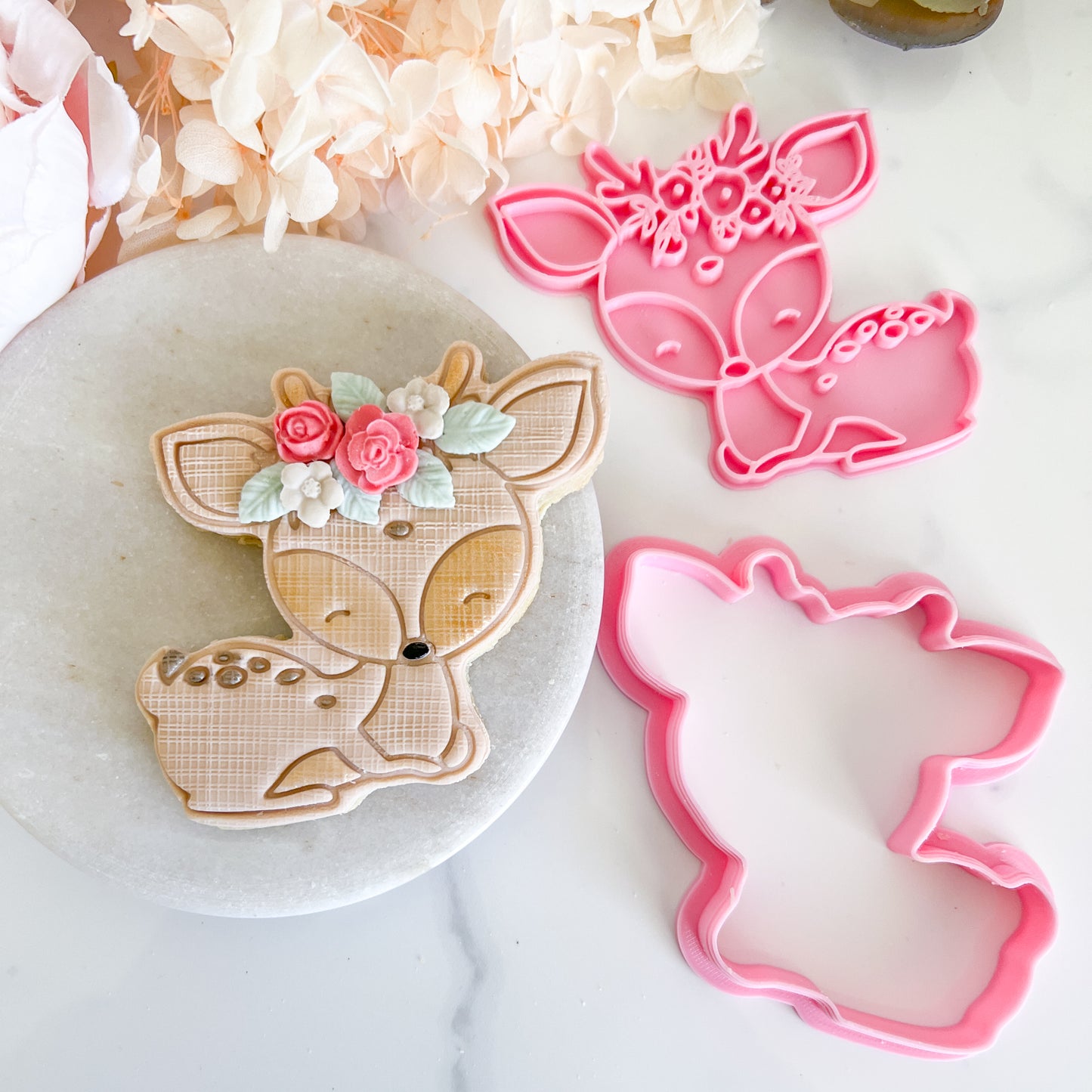 "Deer with floral crown" - Cookie Cutter & Stamp