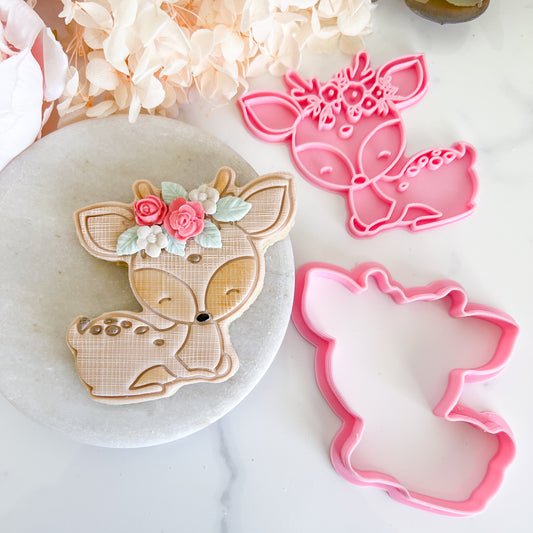 "Deer with floral crown" - Cookie Cutter & Stamp