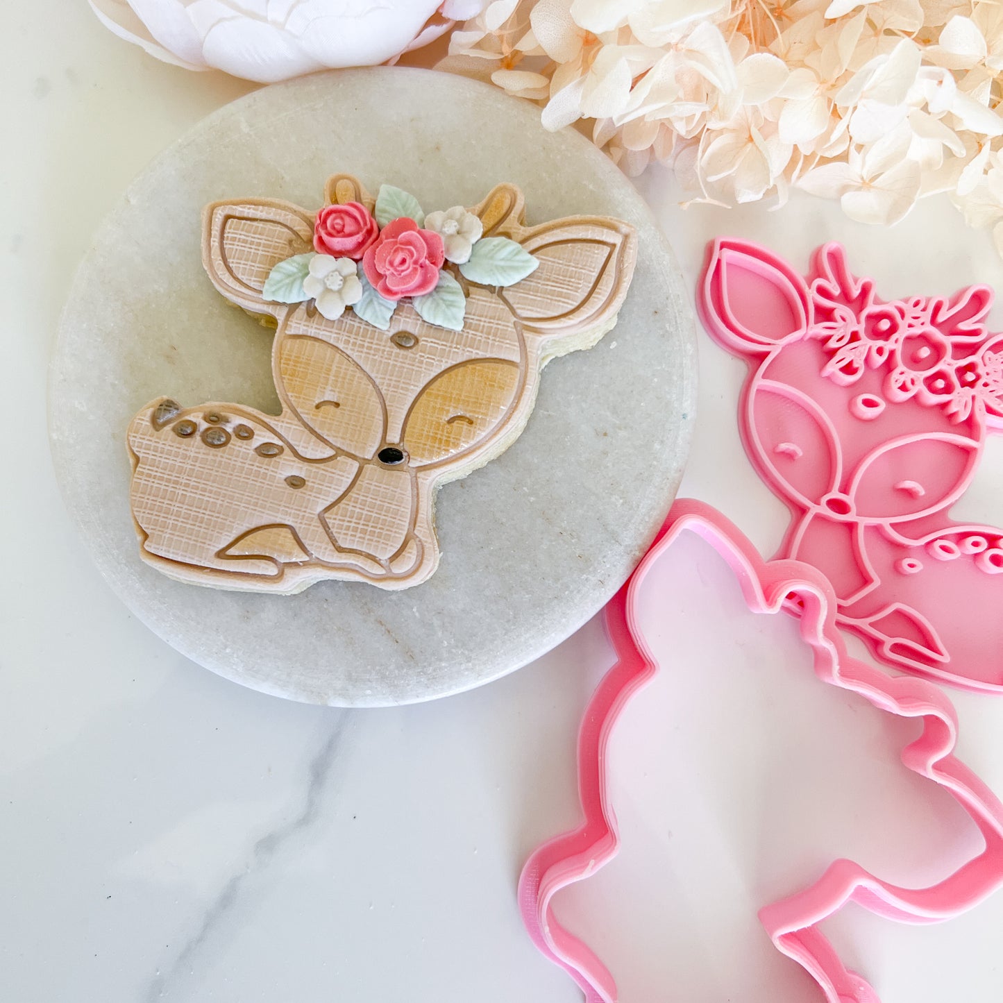 "Deer with floral crown" - Cookie Cutter & Stamp