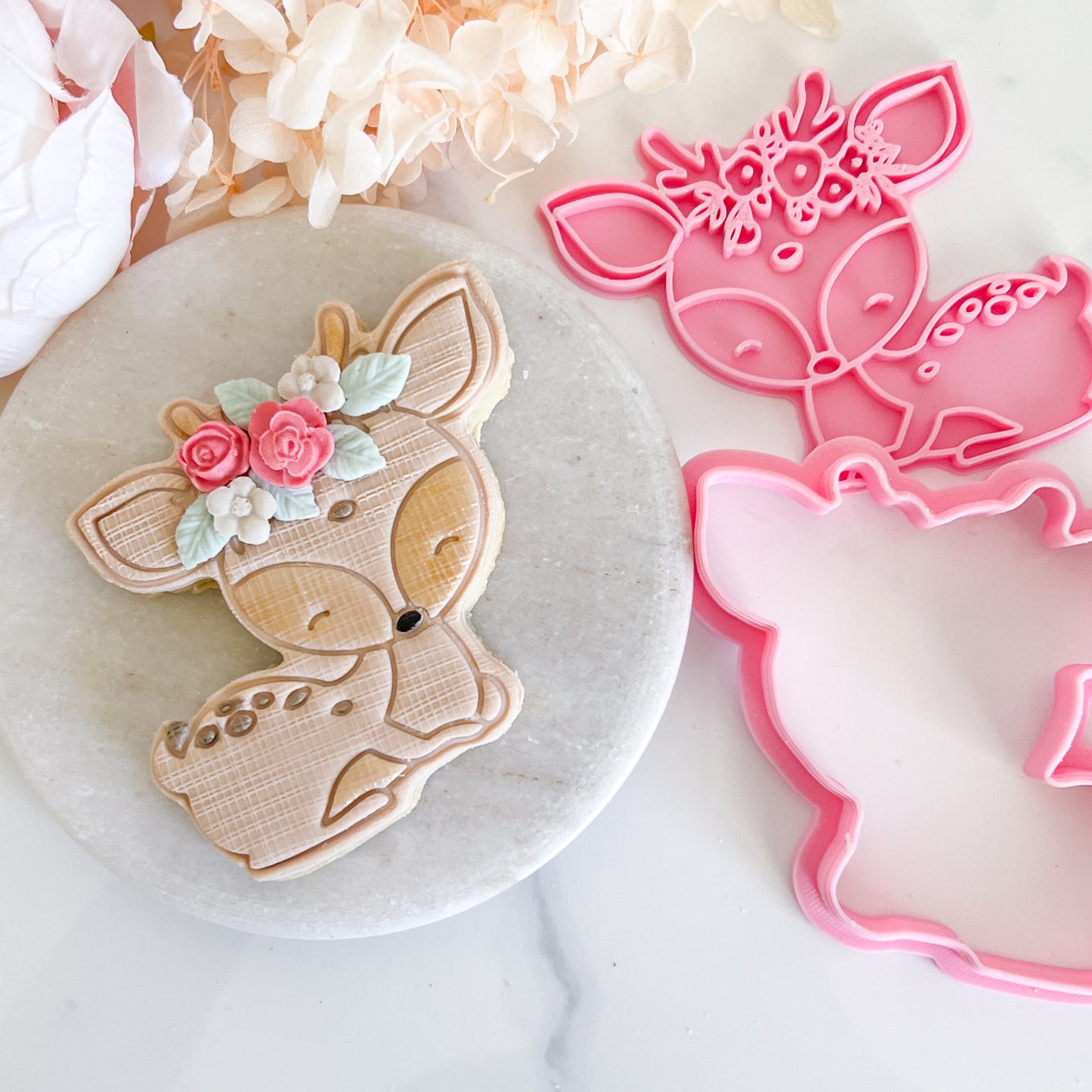 "Deer with floral crown" - Cookie Cutter & Stamp