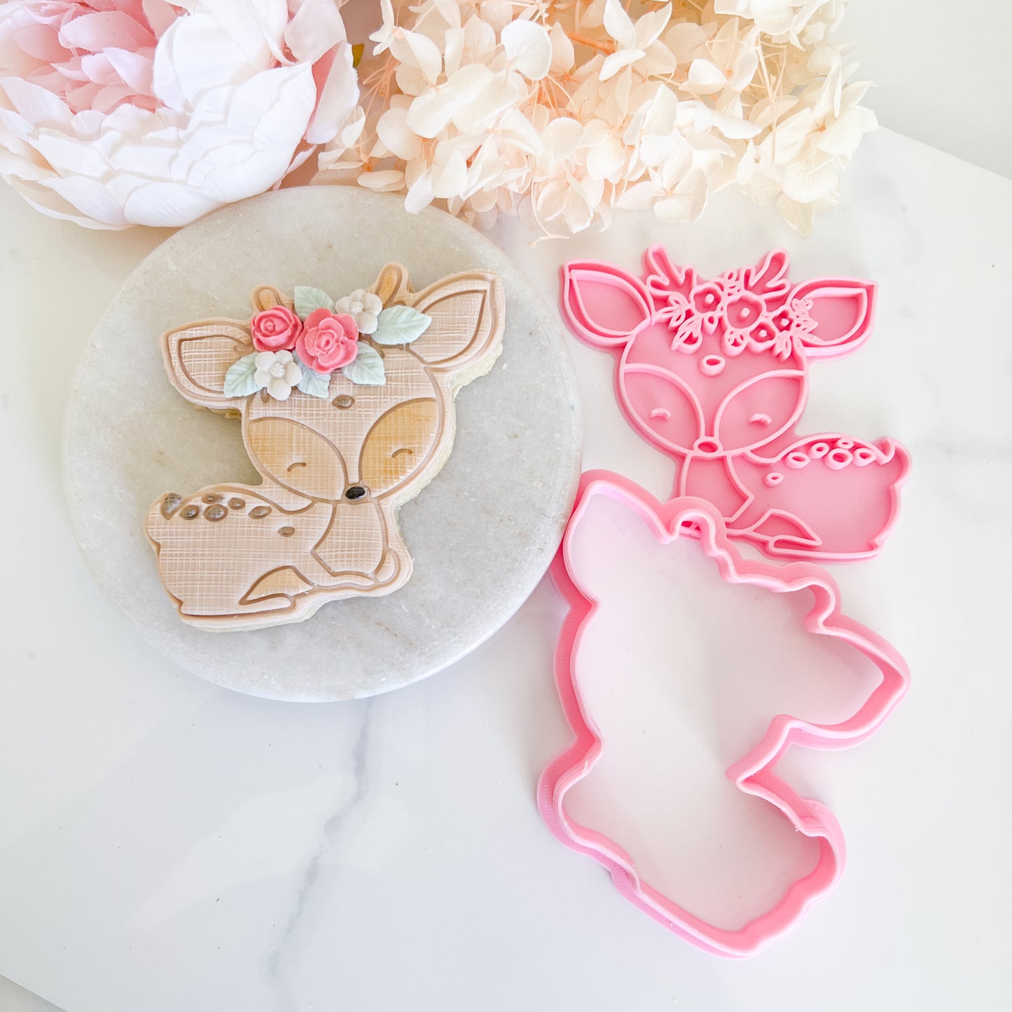 "Deer with floral crown" - Cookie Cutter & Stamp