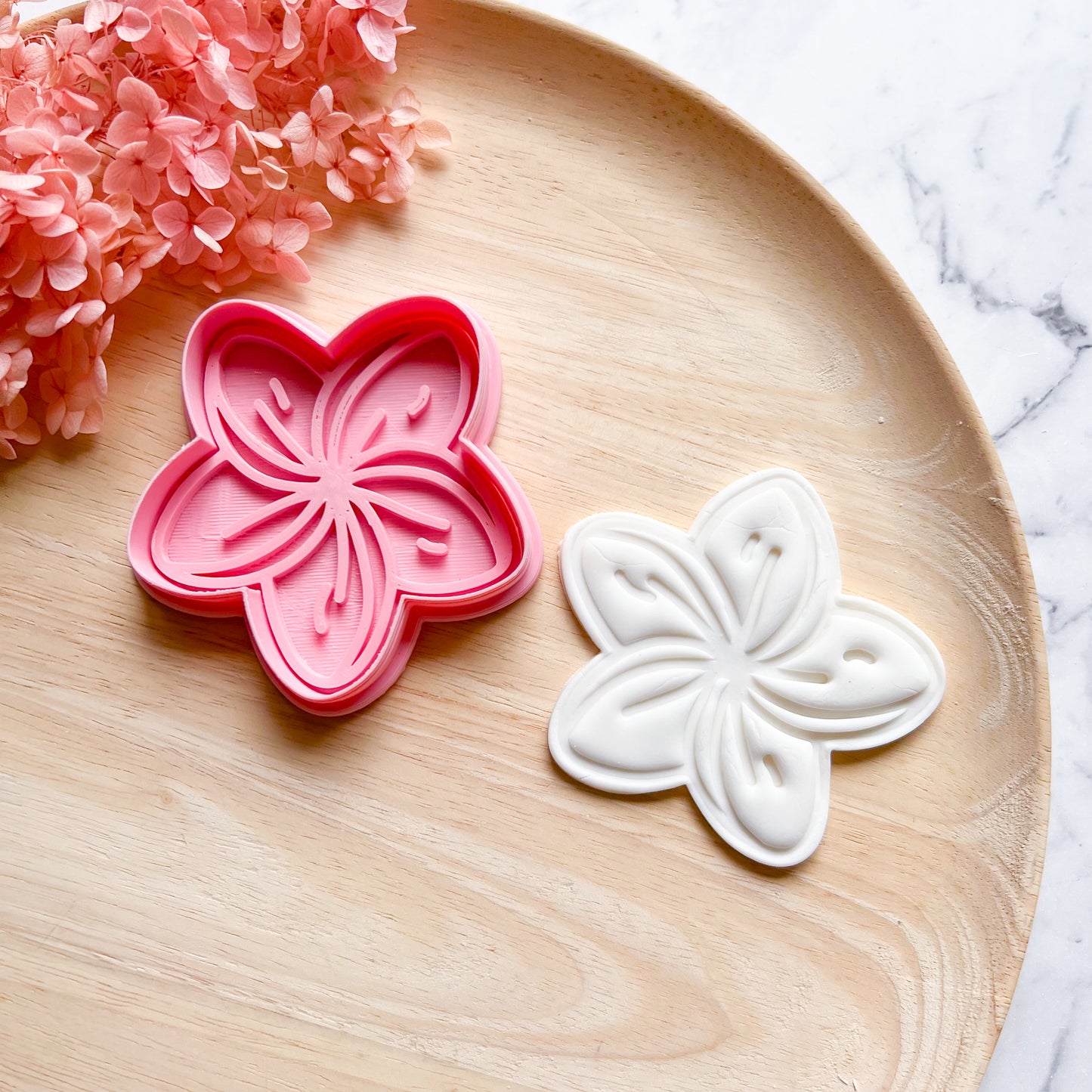 Frangipani Cookie Cutter & Stamp (Choose Size)