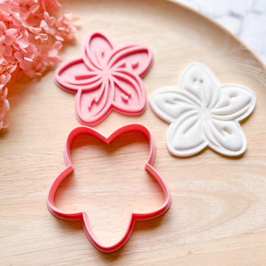 Frangipani Cookie Cutter & Stamp (Choose Size)