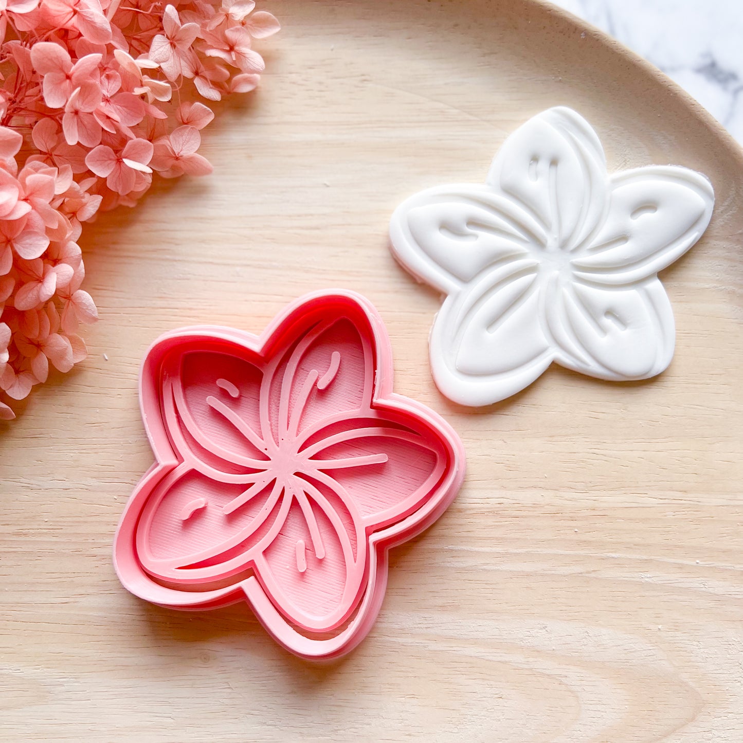 Frangipani Cookie Cutter & Stamp (Choose Size)