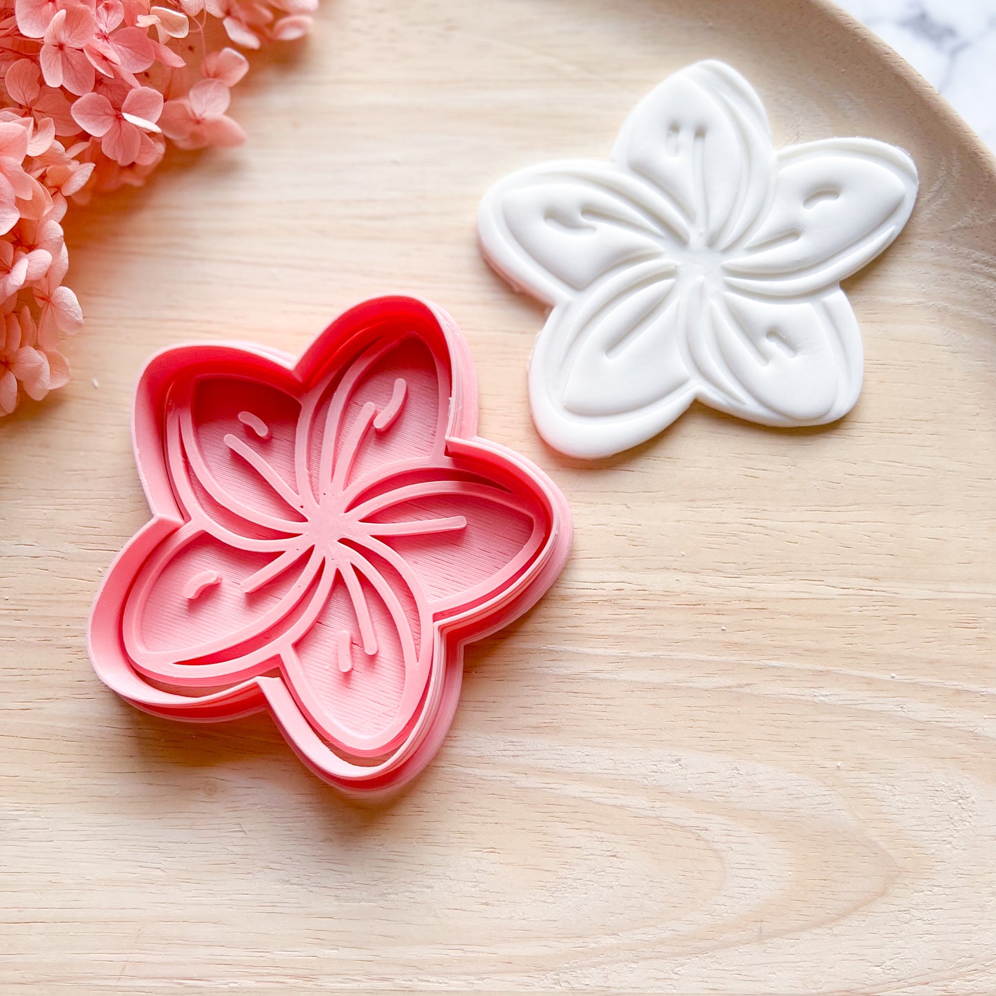 Frangipani Cookie Cutter & Stamp (Choose Size)