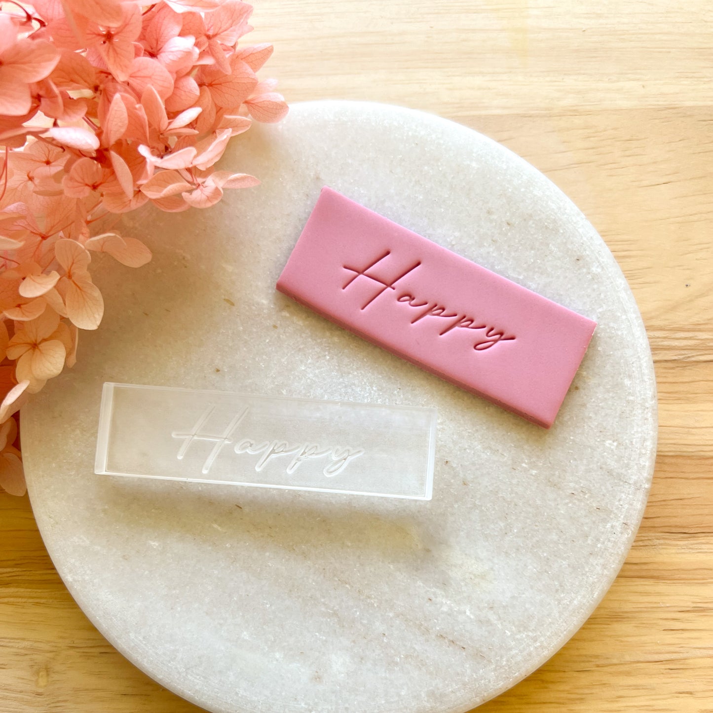 Happy - Acrylic Text Stamp