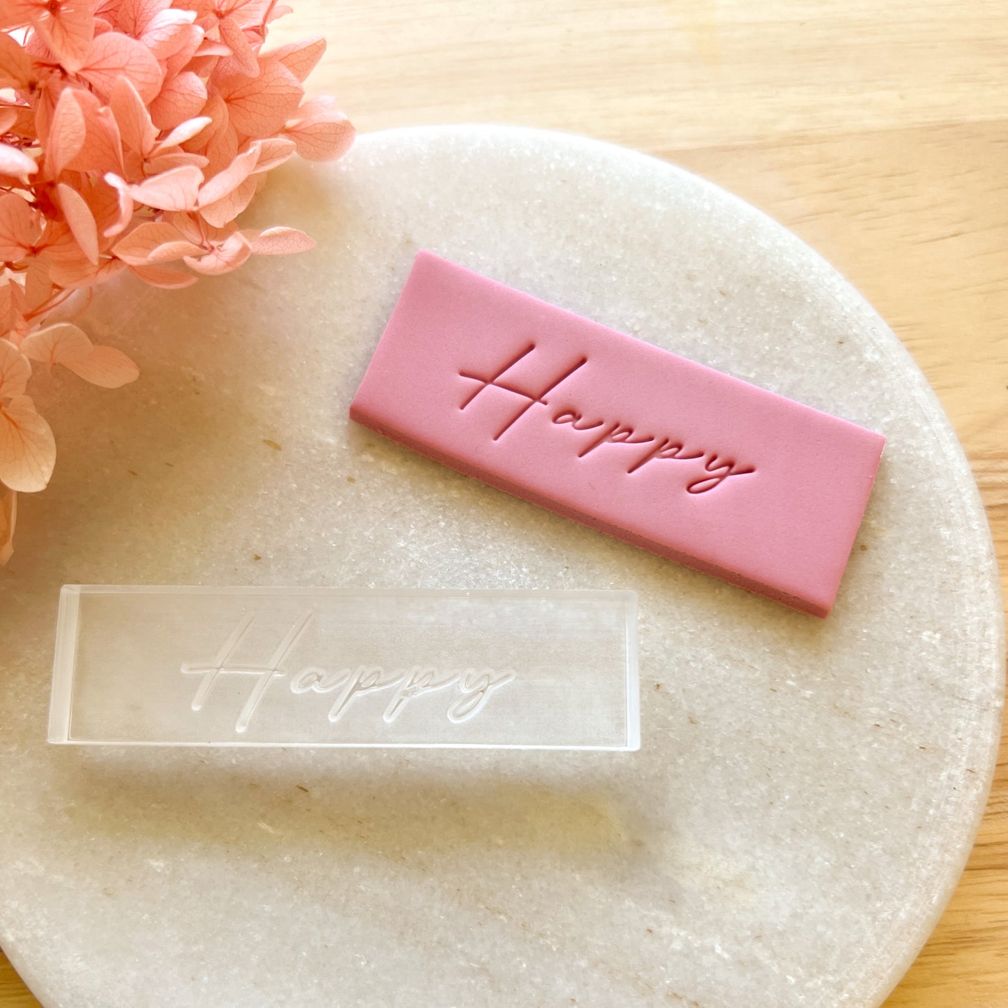 Happy - Acrylic Text Stamp