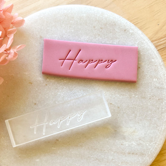 Happy - Acrylic Text Stamp